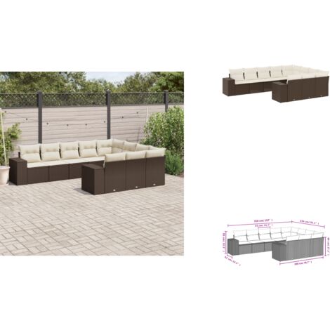 10-tlg. Garten-Sofagarnitur mit Kissen Braun Poly Rattan - Garten Sofagarnitur - Garten Sofagarnituren - Outdoor Sofagarnitur - Sofagarnitur Terrasse