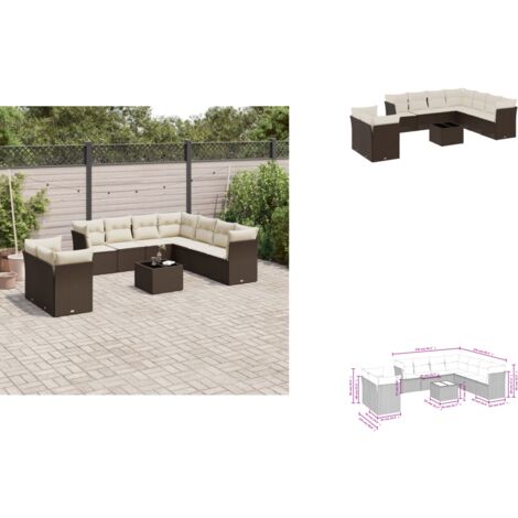 10-tlg. Garten-Sofagarnitur mit Kissen Braun Poly Rattan - Garten Sofagarnitur - Garten Sofagarnituren - Outdoor Sofagarnitur - Sofagarnitur Terrasse