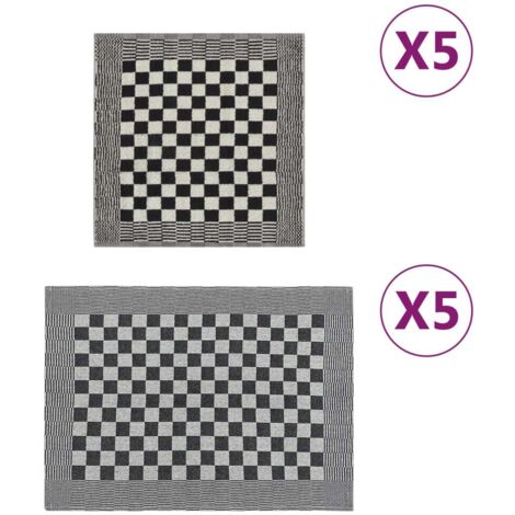 10-tlg. Handtuch-Set Schwarz und Weiß Baumwolle vidaXL