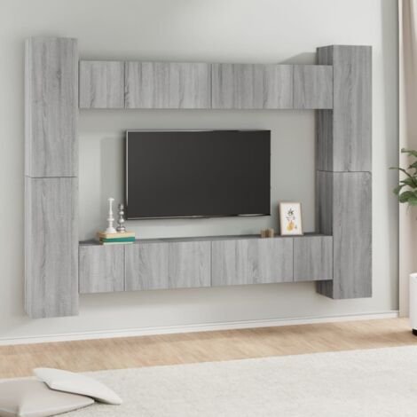 10-tlg. TV-Schrank-Set Grau Sonoma Holzwerkstoff