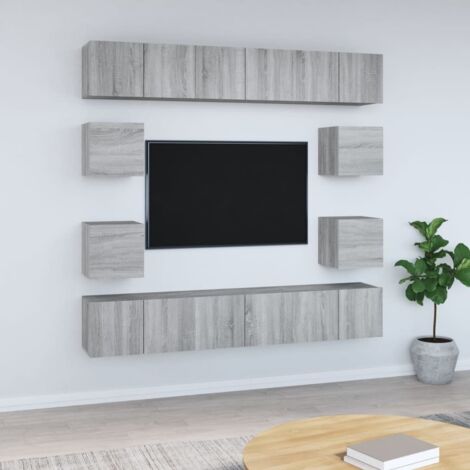 10-tlg. TV-Schrank-Set Grau Sonoma Holzwerkstoff vidaXL