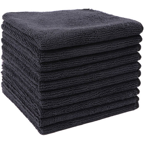 10 toallitas de 30 x 30 cm, toalla facial de microfibra, supersuave y absorbente, guante exfoliante corporal, guante de ducha, toallita para desmaquillar y bañarse, color negro.
