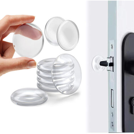 10 topes de puerta redondos autoadhesivos de silicona para paredes - Protección contra golpes y ruido para armarios de cocina, baño y oficina, 40 x 8 mm