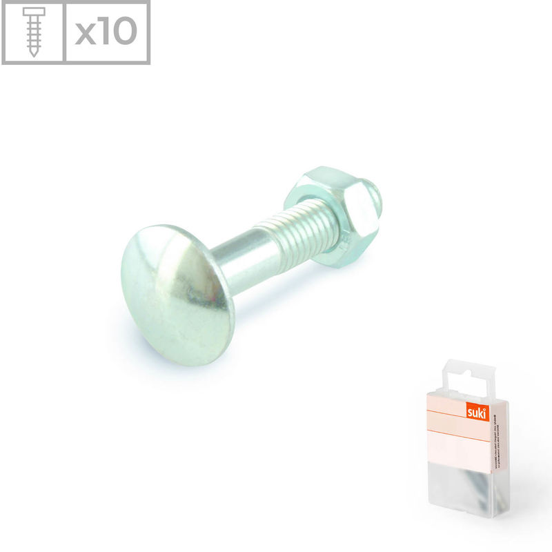 

Pack 10 Tornillos con Cabeza Redonda y Tuerca | Fabricado en Acero Zincado | Medidas: 8x80mm