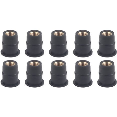 10 tuercas de goma M5, pernos métricos de 5 mm/0,2 pulgadas para tuerca de madera para parabrisas de motocicleta