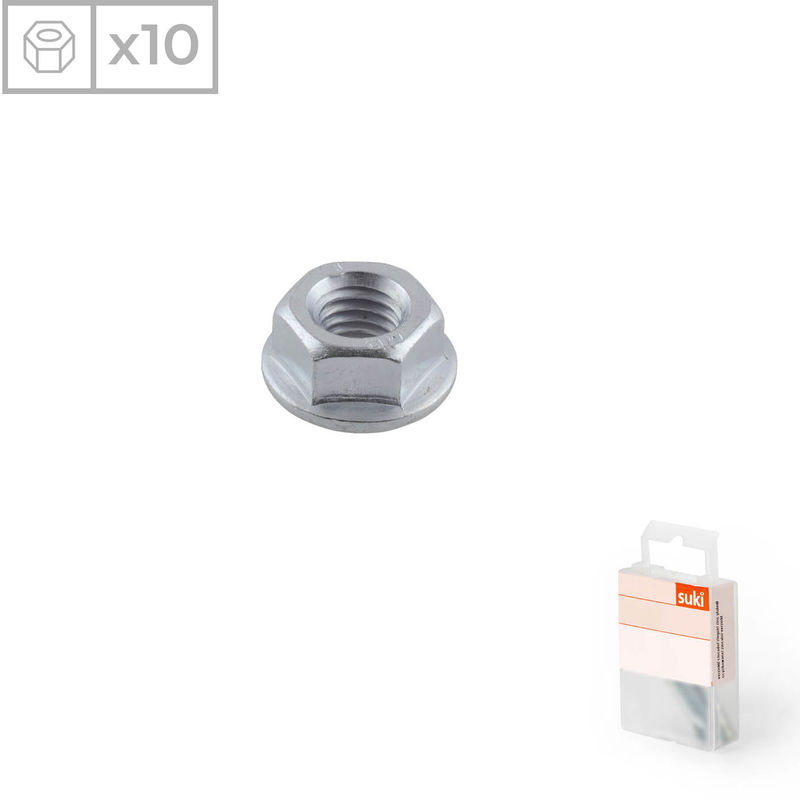

10 Tuercas hexagonales con arandela fabricadas en acero zincado, métrica 5
