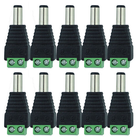 FITAGS 10 Uds. Conector macho de Cable de alimentación CC de 5,5mm x 2,1mm para cámara CCTV