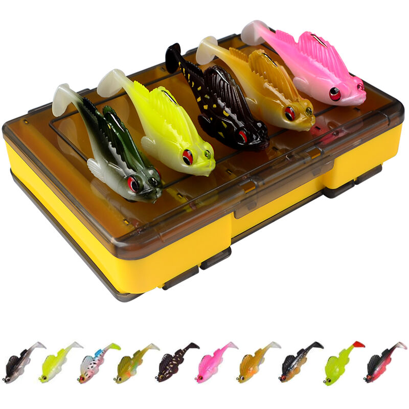 

10 Uds juego de senuelos de pesca cebo de hundimiento artificial senuelo de pesca bionico Minnow Bait Swimbait Crankbait senuelos con caja de