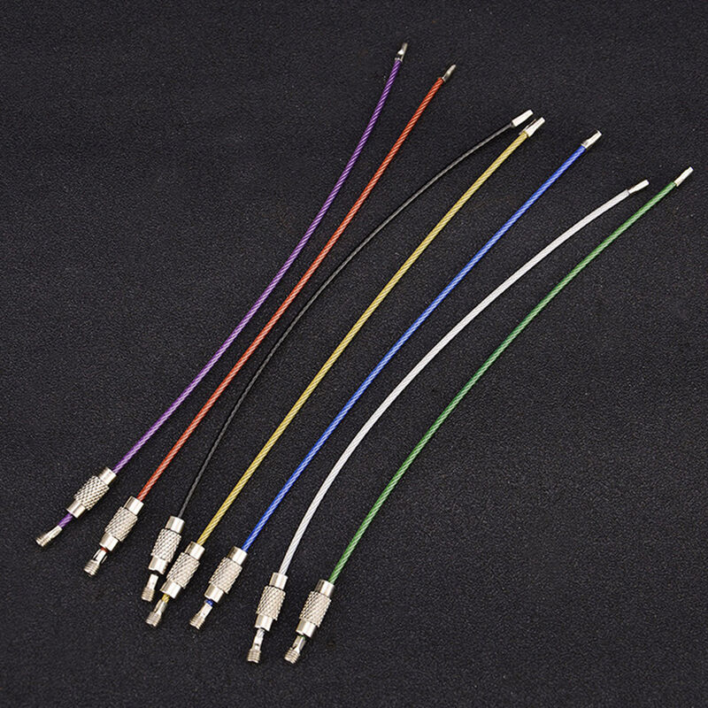 

10 Uds llavero de alambre de acero inoxidable colorido llavero de cuerda anillo de Cable de engranaje de avion llavero para senderismo al aire libre