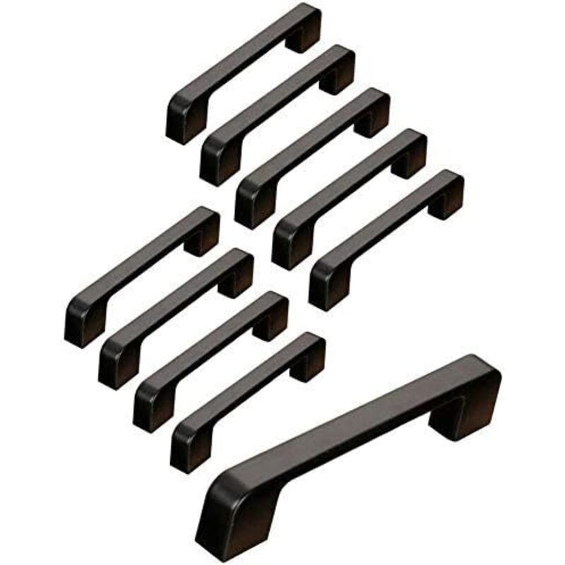 10 Uds. Manijas de puerta negras, manijas de aleación de aluminio, barra en T, agujero para armario de cocina, centro de 96mm