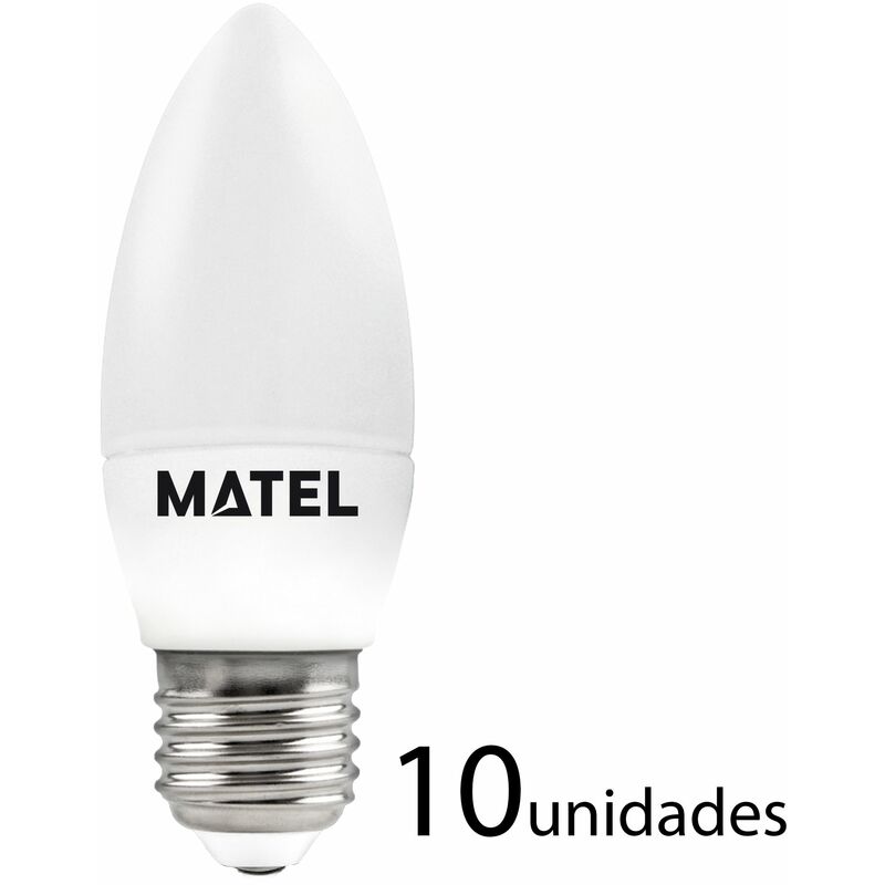 

10 unidades bombilla LED vela E27 4w fría 400lm