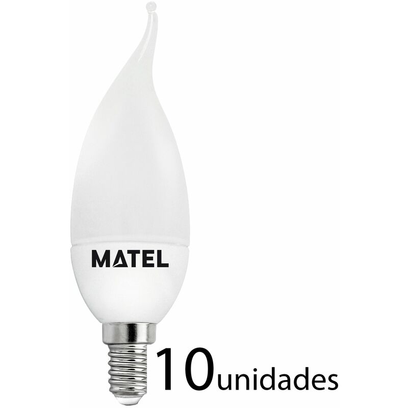 

Alfa - 10 unidades Bombilla LED vela flama E14 8w fría 800lm