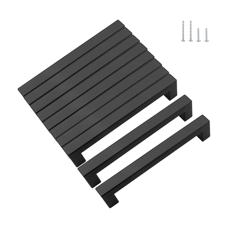 10 unidades de tiradores para muebles, color negro, distancia entre orificios de 160 mm, tiradores de cocina, tiradores de cajones de acero