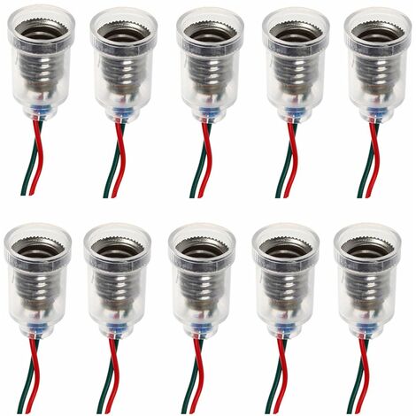 10 UNIDS E10 Base de lámparas LED Montaje de tornillo Soporte de bombillas pequeñas Zócalo de luz con zócalo de cable para experimento de circuito Accesorios de prueba eléctrica para el hogar