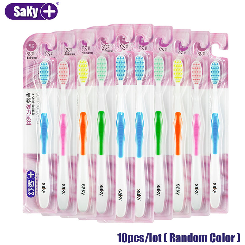 

10 unids / lote cepillo de dientes cerdas suaves cepillo de dientes de viaje cepillo de dientes cuidado de la higiene bucal Color al azar, 10 pzs