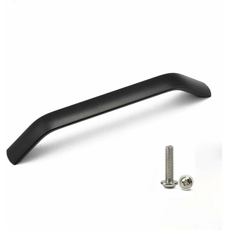 10 Units Bow Shaped Cabinet Handles Kitchen Cupboard Drawer Door Bathroom Furniture Pulls, 128mm Hole Centers (Matte Black)