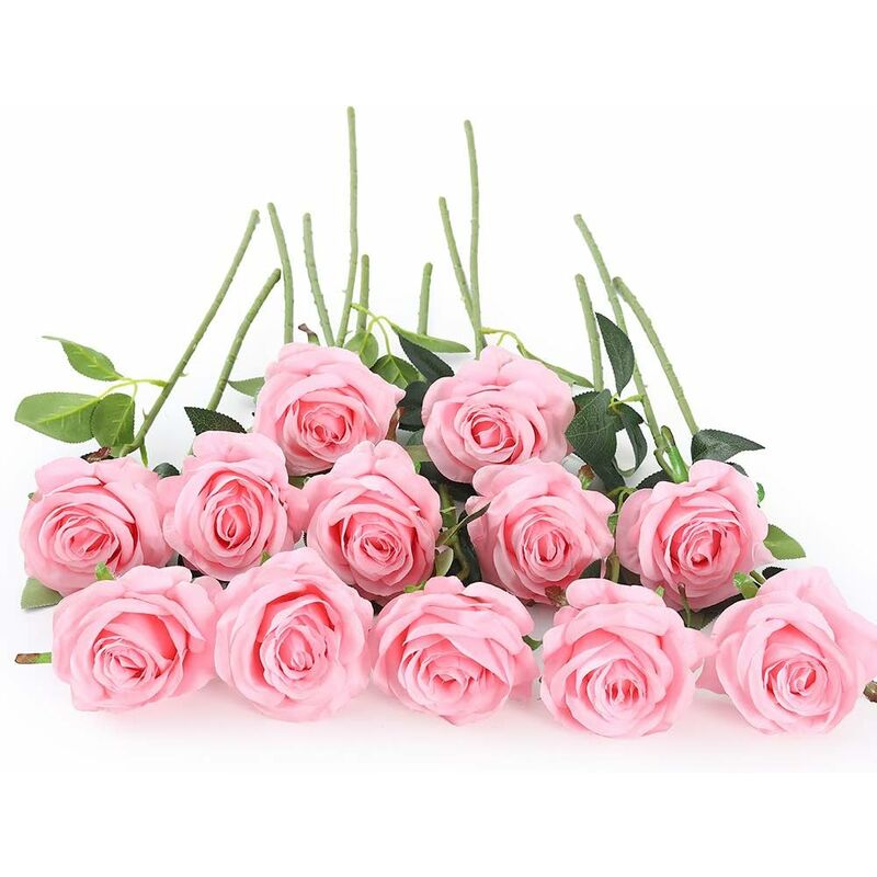 Ineasicer - Lot de 10 roses artificielles en soie pour décoration d'intérieur Rose