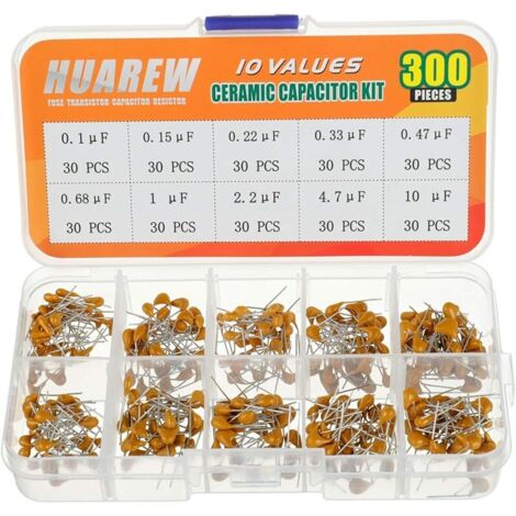 10 valeurs 300 pièces condensateur céramique 0,1 0,15 0,22 0,33 0,47 0,68 1 2,2 4,7 10 uF / 100-10000 nF kit de classification