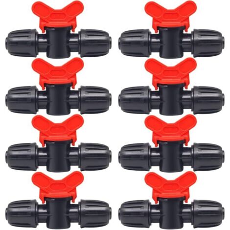 10 válvulas de interruptor de riego, interruptor de válvula de tubería de riego, grifo de jardín de plástico PE, grifo de púas macho doble, para riego de césped y jardín, para manguera de 16 mm