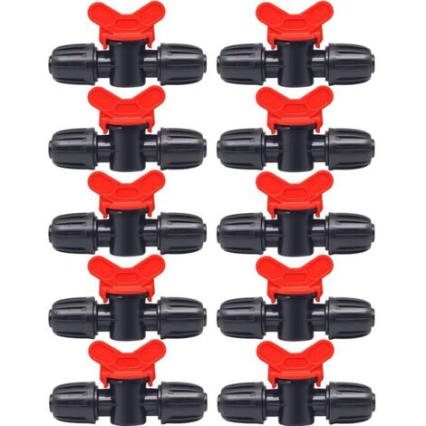 10 válvulas de interruptor de riego, válvula de tubería de riego, válvula de púas macho doble, para riego de césped y jardín, para manguera de 16 mm