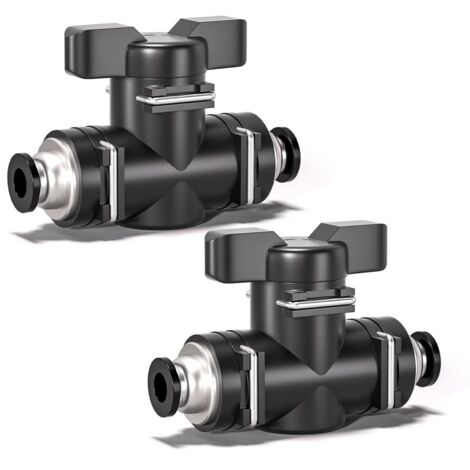 10 vannes à bille pneumatiques noires de 8 mm pour contrôle direct du débit d'air. Raccord pneumatique