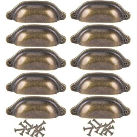 10 vintage retro shell-shaped handles for furniture, cabinets, dressers and drawers.