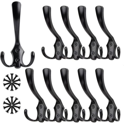 10 Vintage-Türhaken aus Metall, Huthaken, Retro-Doppelhaken aus Metall, Retro-Wandhaken für Küche, Bad und Ankleidezimmer.