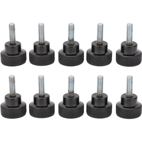 10 vis à main moletées à tête ronde, écrou de serrage, noir M6x25x20
