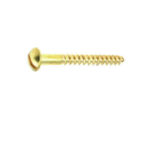 10 Vis Bois Laiton DIN96 tête ronde fendue - diamètre 4,0 mm - Longueur 25 mm mm