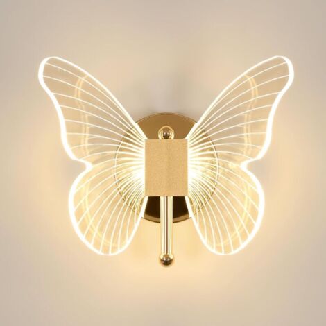 10-W-LED-Wandleuchte, kreative Schmetterlings-Wandleuchte, Nachttischlampe mit drei einstellbaren Farben (3000 K – 6500 K), Wandleuchte fürs Schlafzimmer, dekorative Innenbeleuchtung