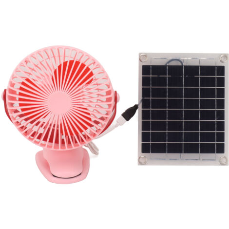 10-W-Solarventilator mit zwei Drehrichtungen, tragbar, für Wohnmobile, Reisen und Haustiere – Rosa monokristallines Panel