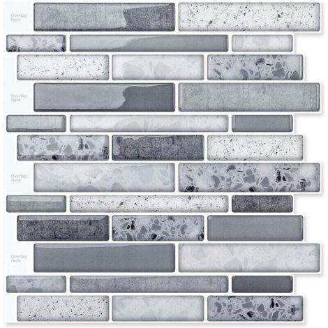 10 Wandfliesen-Aufkleber, selbstklebende Wandaufkleber, Küchenrückwand-Aufkleber, Marmor-Wandaufkleber – 30 x 30 cm – Grau
