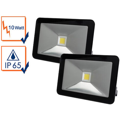 10 Watt LED Strahler 2er SET, 4000 Kelvin Neutralweiß, IP65, 9x13cm