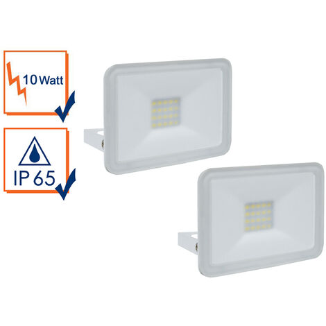10 Watt LED Strahler 2er SET, 5000 Kelvin Neutralweiß, IP65, 9x12cm