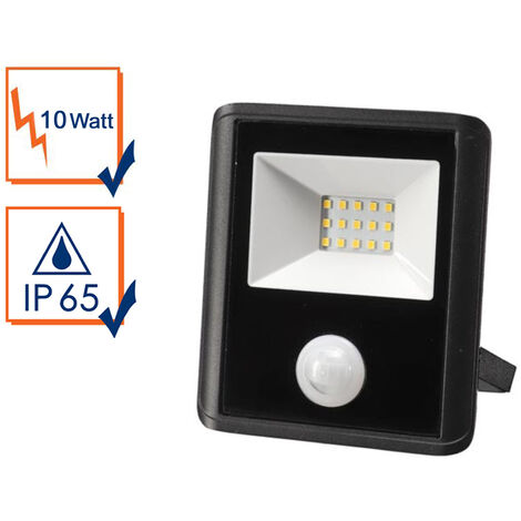 10 Watt LED Strahler mit PIR Sensor, 4000 Kelvin Neutralweiß, IP65, 11x13cm