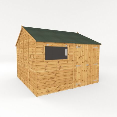 10 x 10 Feet Premium Shiplap Reverse Apex Workshop - Timber - L322.7 x W308.2 x H250.3 cm - Brown