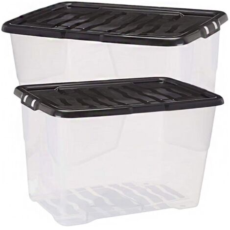 10 x 100L Curve Plastic Storage Boxes With Black Lids
