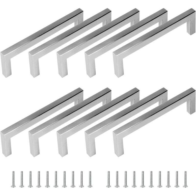 10 x 128 mm Drill Hole Stainless Steel Silver Furniture Handles Bar Pull (Tube Diameter: 12 x 12 mm)