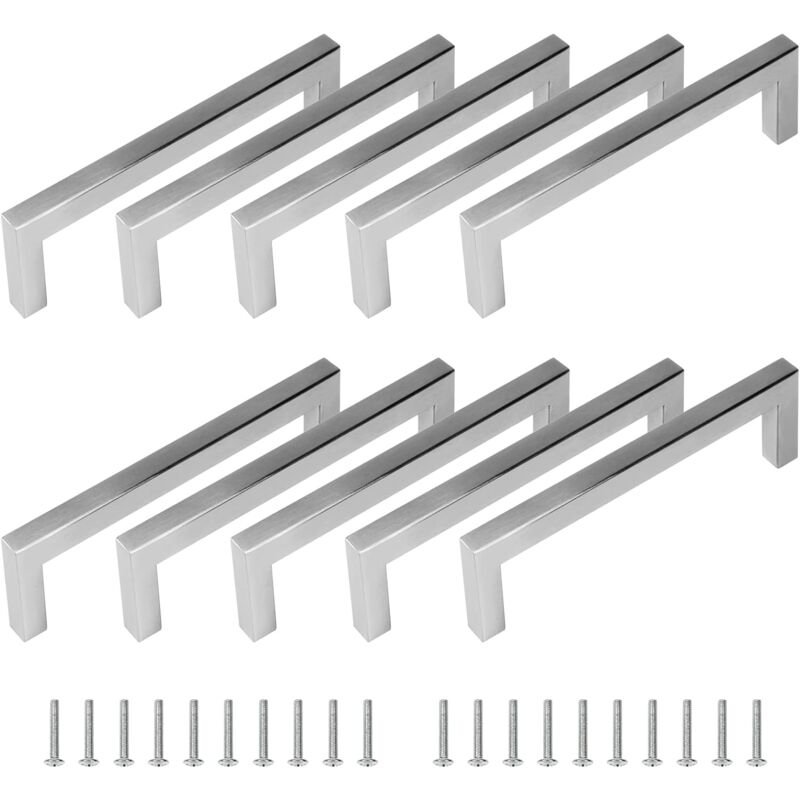 10 x 128 mm drill hole stainless steel silver furniture handles bar handle (tube diameter: 12 x 12 mm)