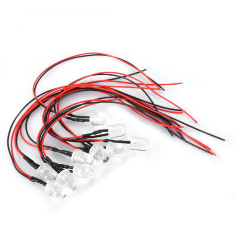 10 x 12V 10mm LEDs, verkabelt, mehrfarbig, 20cm Kabel, 0,06W (rosa)
