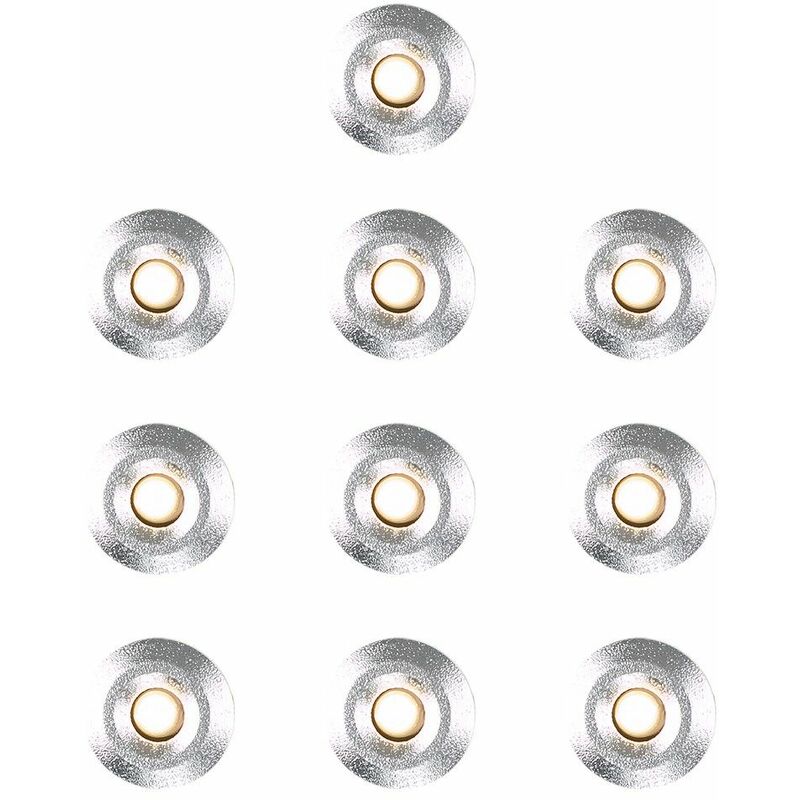 Minisun - 10 x 15mm LED Round Garden Decking Lights Kit - IP67 - Warm White