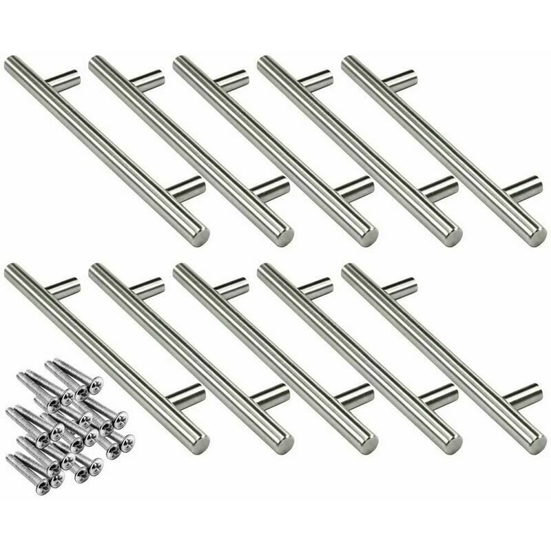 10 x 160 mm Edelstahl-T-Stab-Küchengriffe, ø 12 mm Schranktür-Stangengriff mit Meißelschrauben | 07007911011616 10 x 160 mm Edelstahl-T-Stab-Küchengriffe, ø 12 mm Schranktür-Stangengriff mit Meißelschrauben | 07007911011616