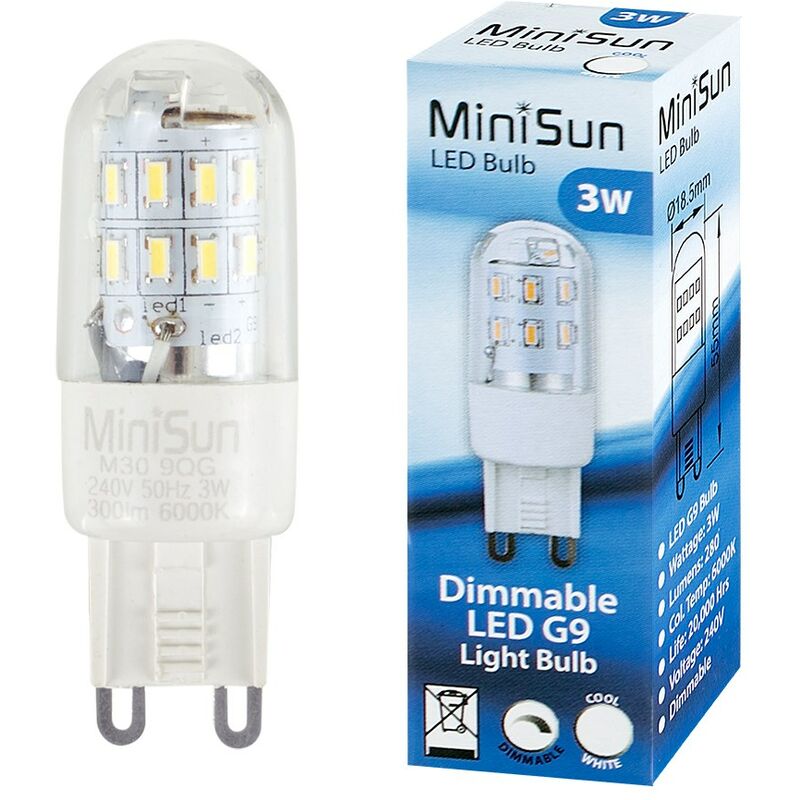 10 x 3W High Power Energy Saving Dimmable G9 LED Light Bulbs - 280 Lumens - Cool White