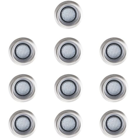 PLINTH LIGHT KIT GROUND 2 x SET OF 8-20mm IP67 ROUND COOL WHITE LED DECKING