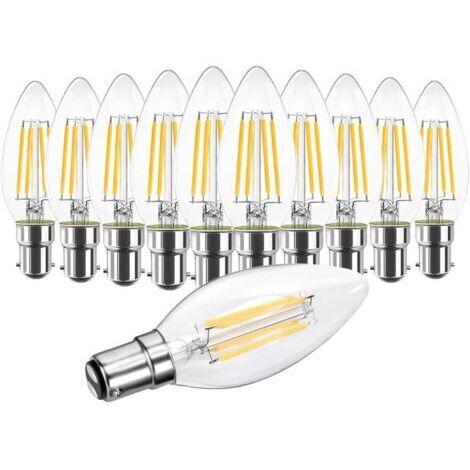 10 X 4W C35 B15 Ampoule LED à Filament Non Dimmable Bougie Ampoule 2700K Blanc Chaud Équivalent 40W Ampoule Incandescence 360 Degrés Angle