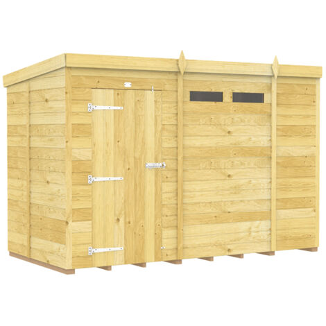 10 x 5 Feet Pent Security Shed - Single Door - Wood - L147 x W302 x H201 cm