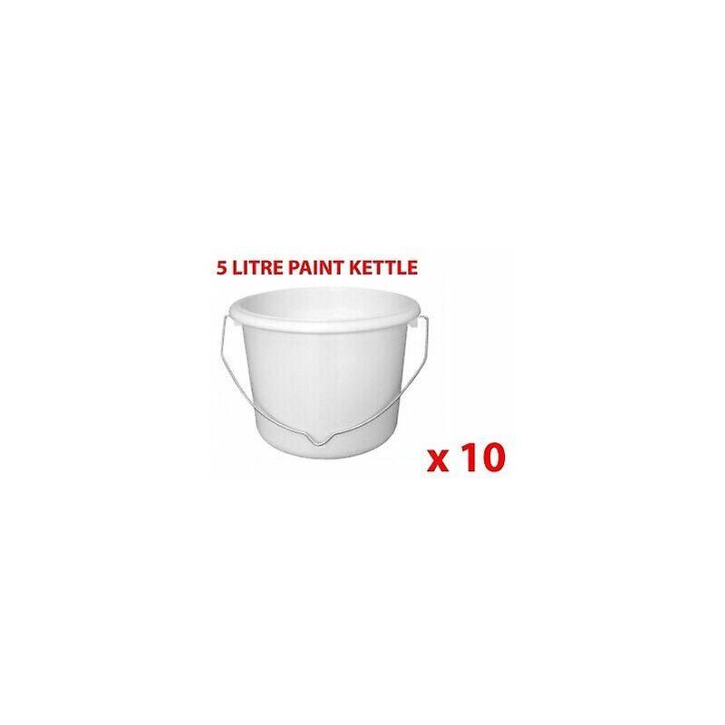 Image of Viss - 10 x 5 litre plastic paint kettle pots painting pots kettle white with handle