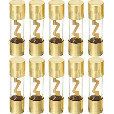 10 X 50a Fusible Agu Voiture Automobile L'audio Puissance Scurit Protger Tube De Verre Plaqu Or Protection