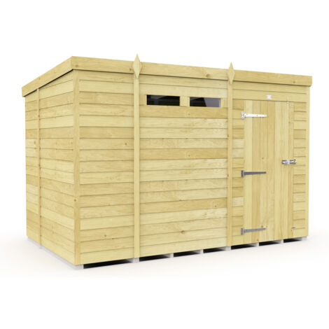 10 x 6 Feet Pent Security Shed - Single Door - Wood - L178 x W302 x H201 cm