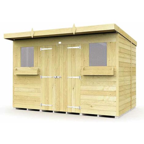 10 x 6 Feet Pent Summer Shed - Wood - L178 x W302 x H201 cm